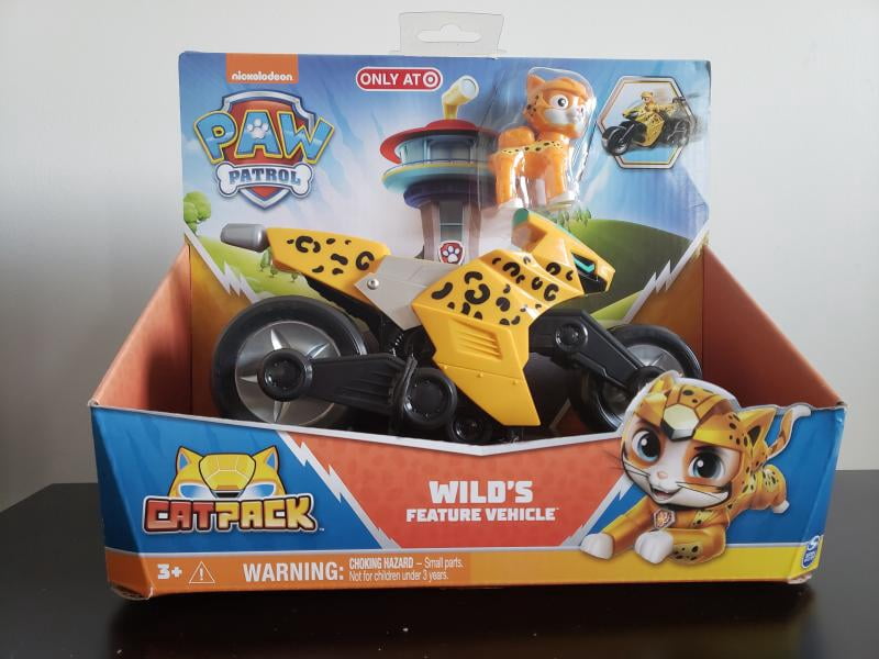 Paw Patrol, Véhicule Cat Pack du Personnage Wild Cat, véhicule Moto à recul avec Personnage Cat Pack, Jeux pour Enfants à partir de 3 Ans, Orange Paw Patrol, Véhicule Cat Pack du Personnage Wild Cat, véhicule Moto à recul avec Personnage Cat Pack, Jeux pour Enfants à partir de 3 Ans, Orange