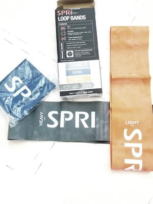 SPRI Flat Resistance Band Loop Kit, 3 Pack (Light, Medium, Heavy