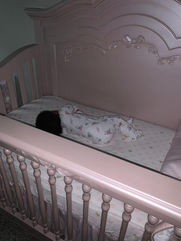 evolur aurora crib blush pink