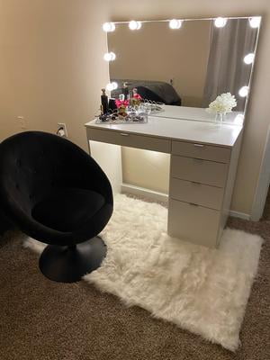 Polifurniture Linden Modern Bedroom Makeup Vanity Table White