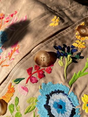 Free Assembly Women's and Women's Plus Short Embroidered Trench