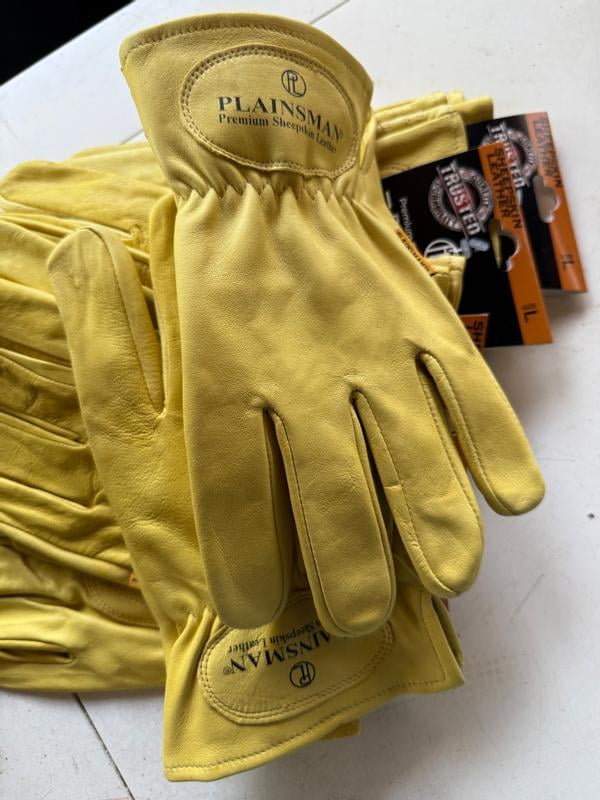 Plainsman Premium Sheepskin Leather Gloves, Assorted Sizes, 6 pk