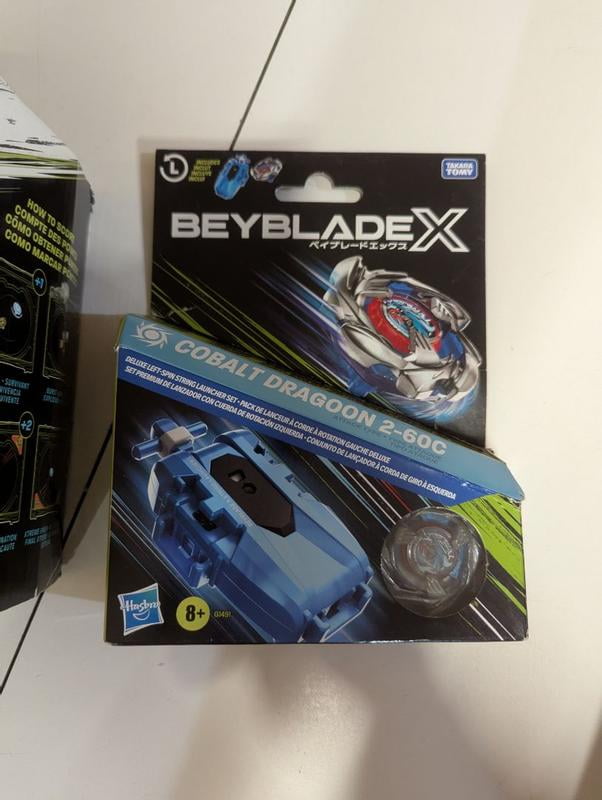Beyblade X Cobalt Dragoon 2-60C Deluxe Left-Spin String Launcher
