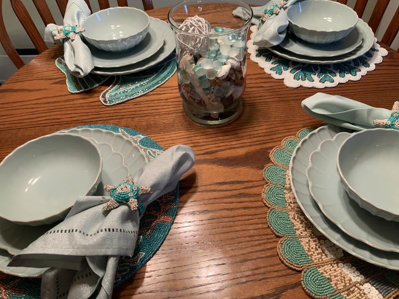 Lenox French Perle Scallop Ice Blue 12-Piece Dinnerware Sets