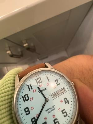 Timex Men's Indiglo Easy Reader Silver/White 35mm Watch with Day