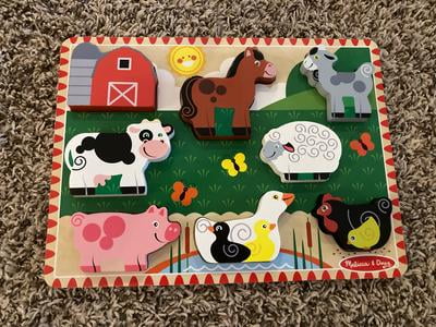 Melissa Doug FSC-Certified 8-Piece Farm Wooden Chunky Puzzle