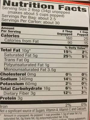 Nutritional Value Of Orville Redenbacher Microwave Popcorn - Nutrition