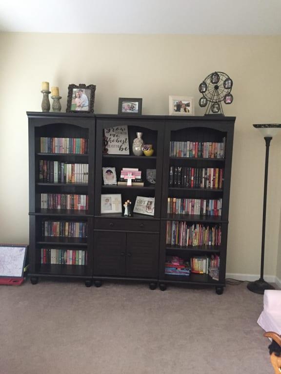 Sauder Harbor View Library Bookcase With Doors Antiqued White Walmart Com Walmart Com