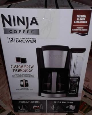  Ninja CE200 12 Cup Programmable Coffee Maker with 60 Ounce  Reservoir and Thermal Flavor Extraction, Black (Renewed): Home & Kitchen