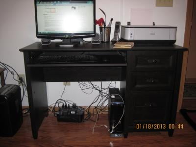 Sauder New Cottage Desk Antiqued Black Paint Finish Walmart Com