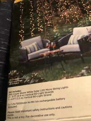 Better Homes Gardens 200 Count Solar Powered LED Micro Warm