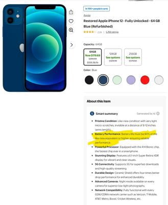 Pre-Owned Apple iPhone 12 - Carrier Unlocked - 64GB Blue - Walmart.com