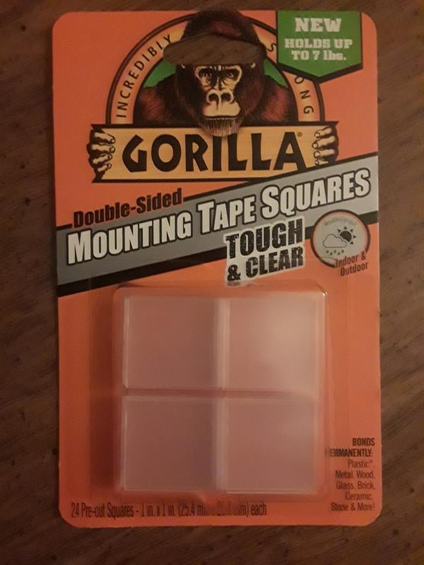 Gorilla 6065001-36 Tough Mounting Tape, Double-Sided, 1 x 60, Clear, Pack  of 36 