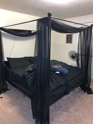 Mainstays Metal Canopy Bed Queen Black Com Mainstays Metal Canopy Bed Queen, Black Canopy Bed Queen