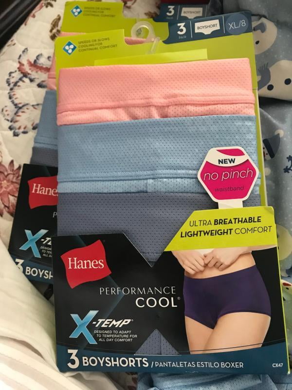 Hanes Women's Performance Cool X-Temp Boyshort Panties 3-Pack 