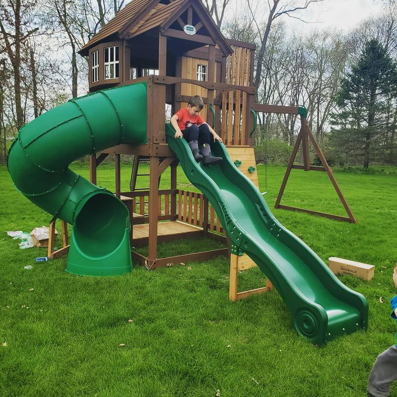 Backyard Discovery Skyfort With Tube Slide Swing Set Walmart Com Walmart Com