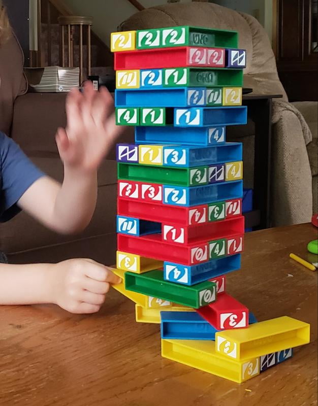 UNO Stacko Party Game Colored Stacking Blocks Balance Mattel S/L
