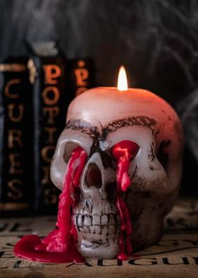 Details about   NEW Bleeding Skull Wax Candle 5" x 4" Halloween Decor 