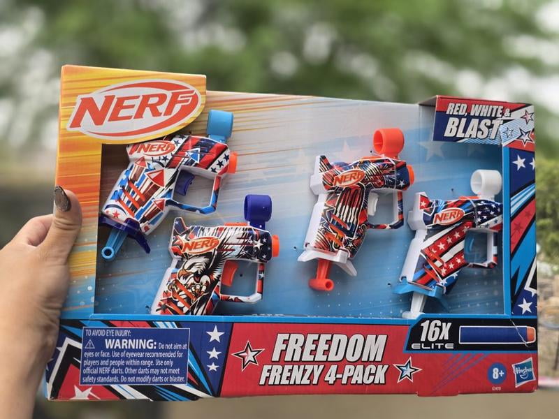 Nerf Elite Freedom Frenzy Red, White & Blue Blaster 4-Pack, 16