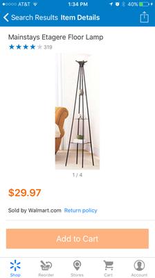 Mainstays 69 Etagere Floor Lamp Dark Charcoal Finish Walmart Com