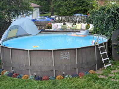 Coleman 10-18 ft Above Ground Outdoor Pool Canopy Sunshade