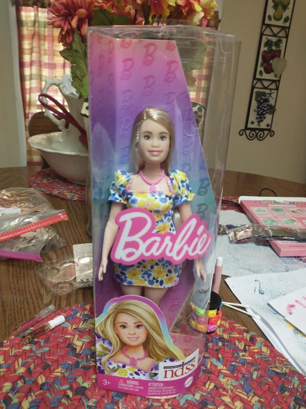 barbie fashionistas doll with down syndrome wearing floral dress Christmas Santa Claus Red Srtipes Winter Dress – aierwhoesalekidsclothes main image 1