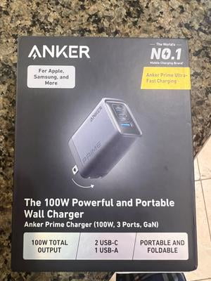 Anker Prime Charger, 100W GaN USB C Charger Block, 3-Port Foldable