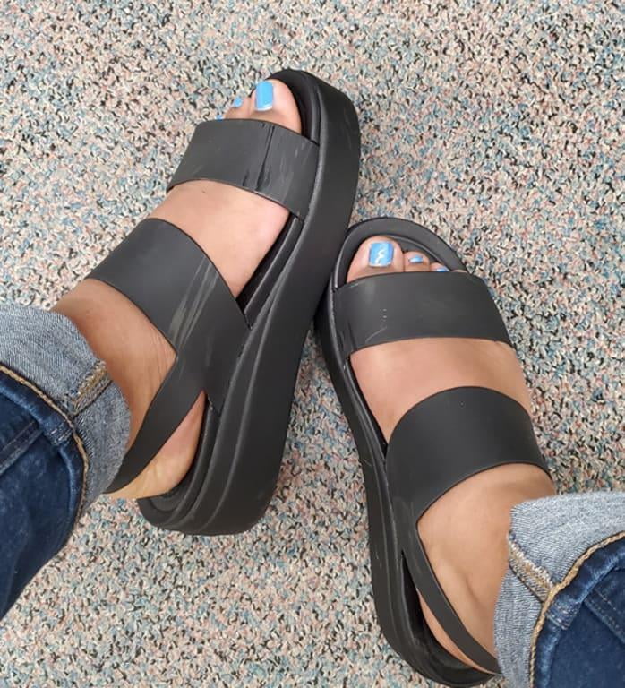 black brooklyn low wedge crocs