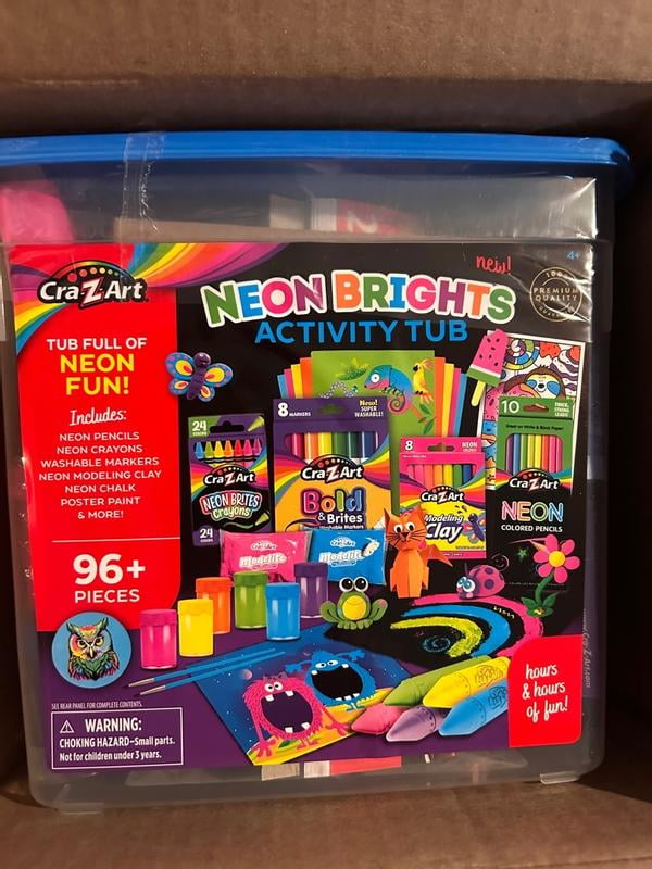 Cra-Z-Art Neon Brights Activity Tub, Multi-Color Drawing Set with