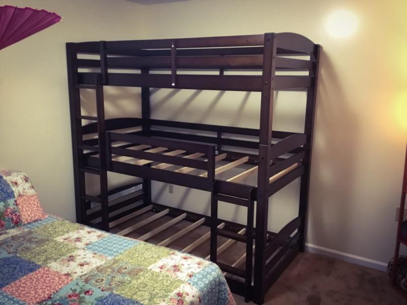 Better Homes Gardens Tristan Triple Bunk Bed Mocha Walmart Com