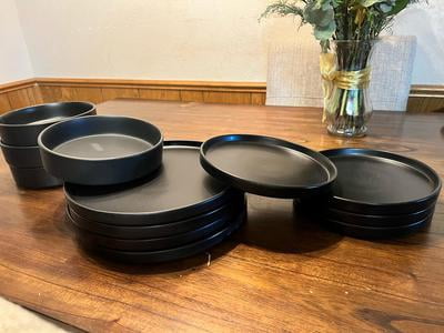 Stone Lain Cecile 12-Piece Dinnerware Set, Stoneware, Black