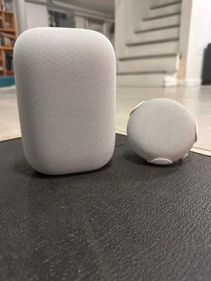 Google Nest Audio Smart Speaker 2 Pack, Chalk, Crisp Sound