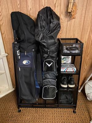 Suncast GO3216D Metal Golf Equipment Organizer Storage Rack w/ 3