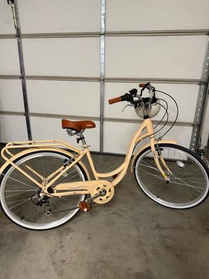 26 Inch Yellow Cruiser Bike for Women with 7-Speed Shimano Gear
