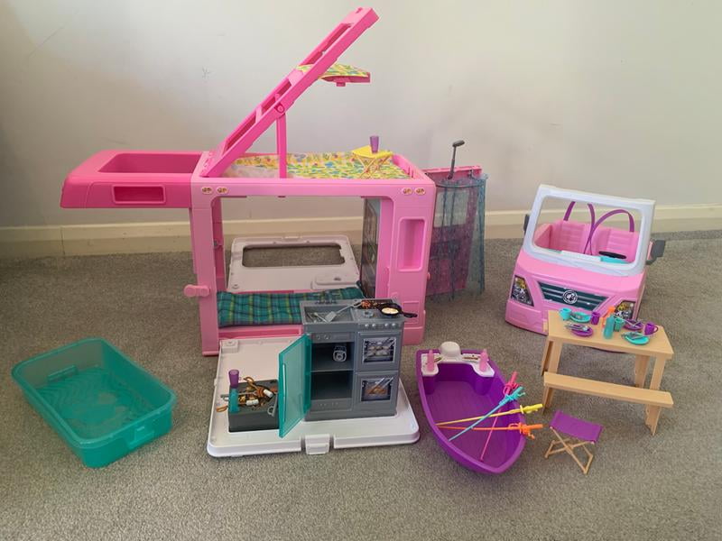 Barbie DreamCamper 3-in-1 Playset: Vehicle, Camping RV with Pool, 50  Accessories - Walmart.com