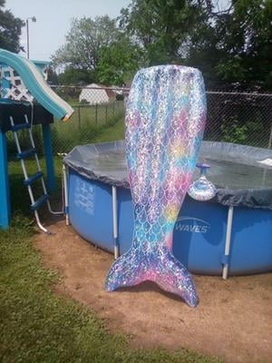 summer waves glitter sparkles mermaid island inflatable pool float