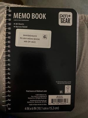 Pen+Gear Memo Book, 4x6 inches, Narrow Ruled, 80 Sheets, Spiral