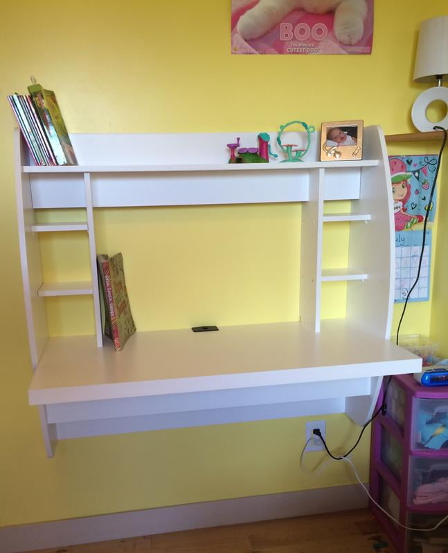 Prepac Tall Wall Mounted Floating Desk With Storage Multiple