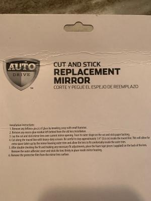 Auto Drive Cut and Stick Replacement Mirror, Super Slim Environmental  Plastic, Universal Vehicle, 1.6 oz 