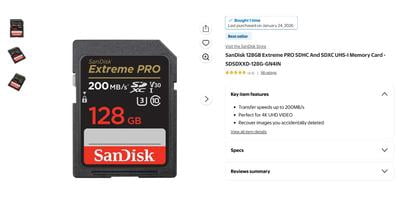SanDisk 128GB Extreme PRO SDHC SDXC UHS-I Card - SDSDXXD-128G