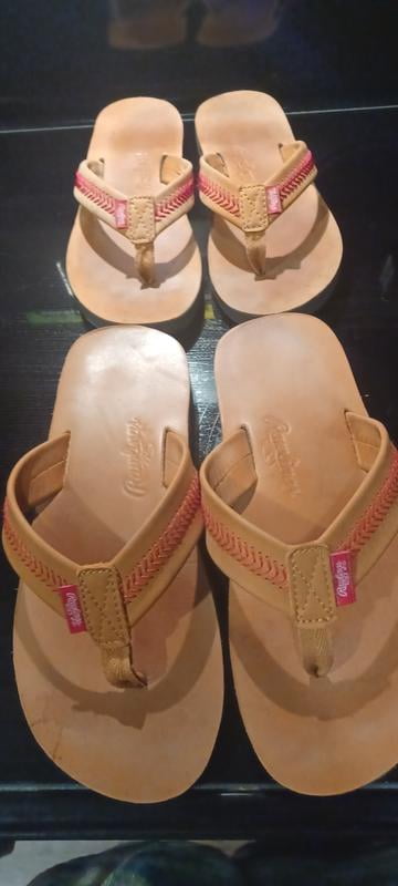 MLB Rawlings Men\'s Baseball Stitch Nubuck Leather Sandals Flip Flops Sand Tan Rawlings Men main image 4