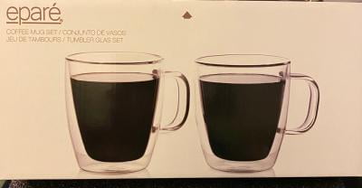 Eparé 13 oz Double Wall Coffee Mugs Set of 2 - Large