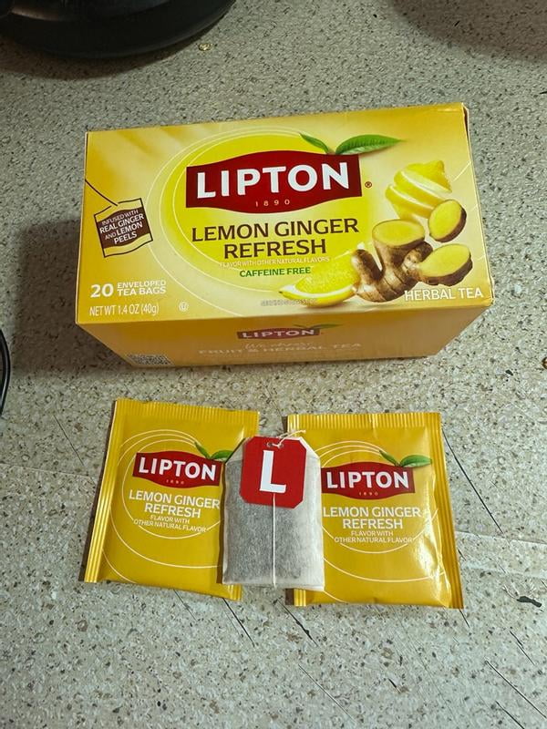 Lipton Lemon Ginger Refresh Tea Bags, Fruit & Herbal Tea, Caffeine