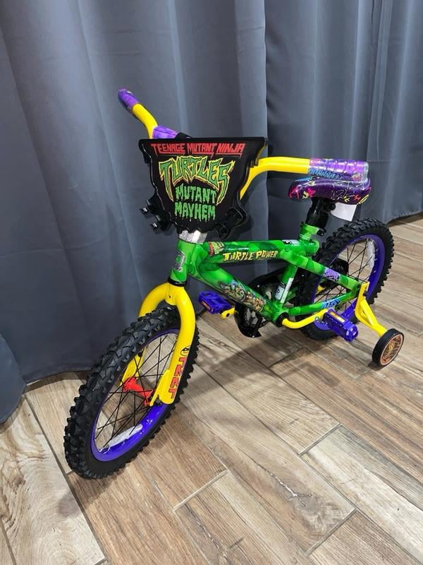 Bici Bambini 16'' Ninja Turtles - Dino Bikes, Telaio Acciaio, Freni A U, Colore Verde