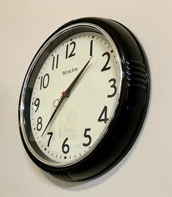 Westclox 12” Black Retro Analog Quartz Accurate Wall Clock with