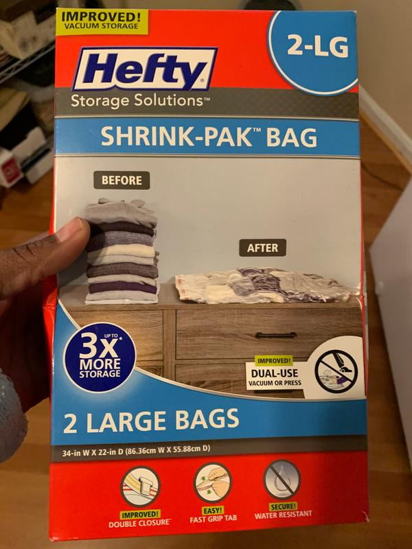  Hefty Vacuum Seal SHRINK-PAK BAG , 34 x 22, 2 Large