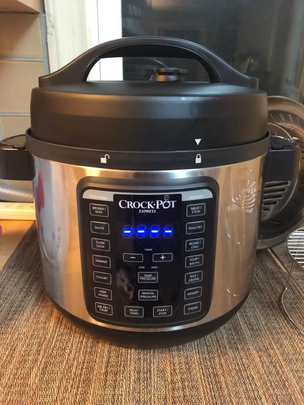 Crock-Pot 8-qt. Express Crock Programmable Slow Cooker and Pressure Cooker  with Air Fryer Lid - Silver Stainless Steel 985117941M - The Home Depot