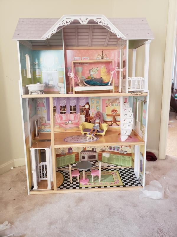 Auswahl KidKraft Kaylee Wooden Dollhouse, Almost and 10 4 Accessories Elevator, Feet Stairs Tall with
