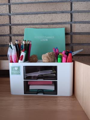 Marbrasse Mesh Pen Holder For Desk, Desk Organizer With Drawer, Multi - View #9