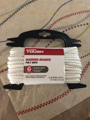 Hyper Tough 3/16 in x 50 ft Diamond Braided Rope, White